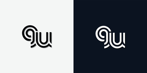 Modern Abstract Initial letter GU logo.