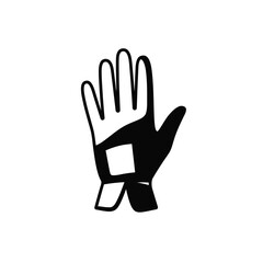Isolated Black And White Vector Illustration Of Hand With Glove Outline Design