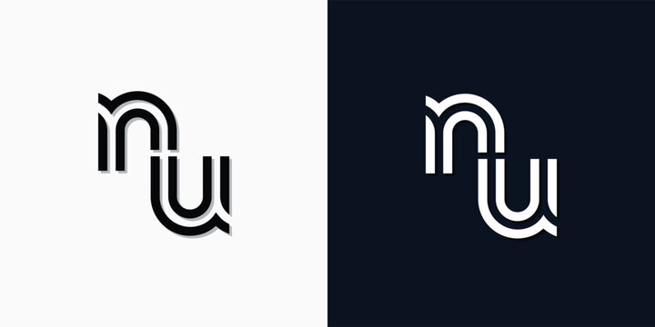 Modern Abstract Initial letter NU logo.