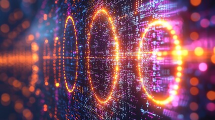 Obraz premium Glowing Digital Circles Data Stream