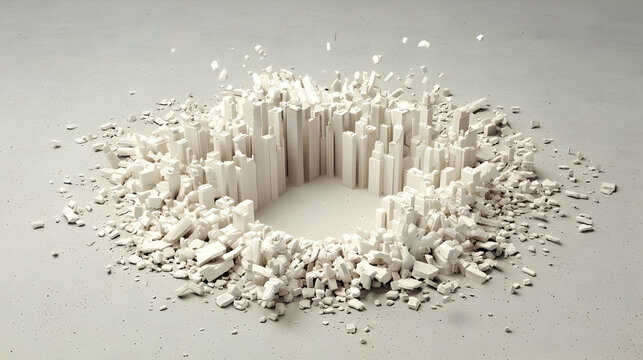 Abstract Exploding City Model In White
