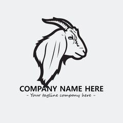 Head of goat illustration black and white for logo company vector image
