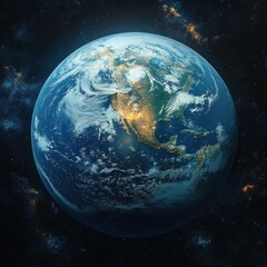 Obraz premium Hyper-realistic Aerial View of Earth Highlighting Africa and Madagascar with Bright Sunlight