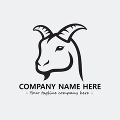 Head of goat illustration black and white for logo company vector image
