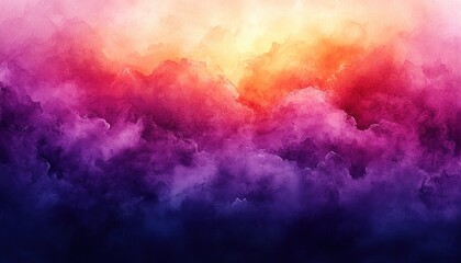 Naklejka premium Vibrant Purple and Orange Abstract Watercolor Painting Background Ethereal Dreamy Impressionist Art