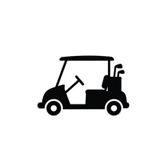 Fototapeta premium Black Silhouette Illustration Of A Golf Cart With Clubs And Steering Wheel