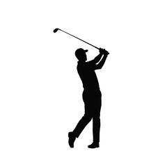 Golfer Swinging Club Silhouette Sport Golfing Activity Outdoor Recreation Course
