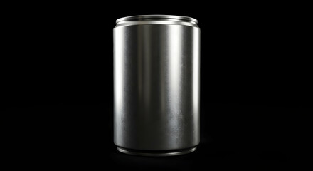 Blank Metallic Aluminum Beverage Can On Black Background
