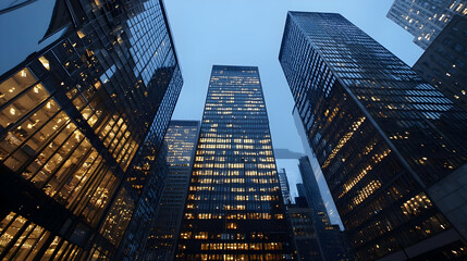 Pixelated View Of Illuminated Skyscrapers At Night