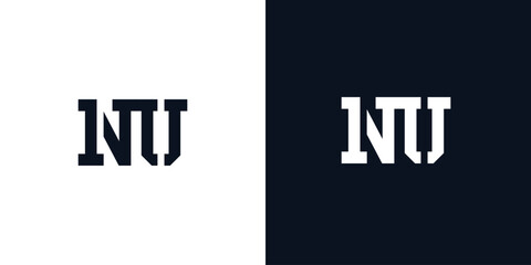 Creative abstract initial letter NU logo.