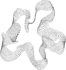 Fototapeta premium Dotted lines create an organic contour with rounded lobes and fluid texture forming a frame-like border.