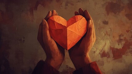 A person is holding a heart made of paper