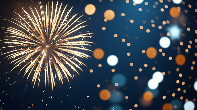Abstract background, fireworks in the night sky - Powered by Adobe