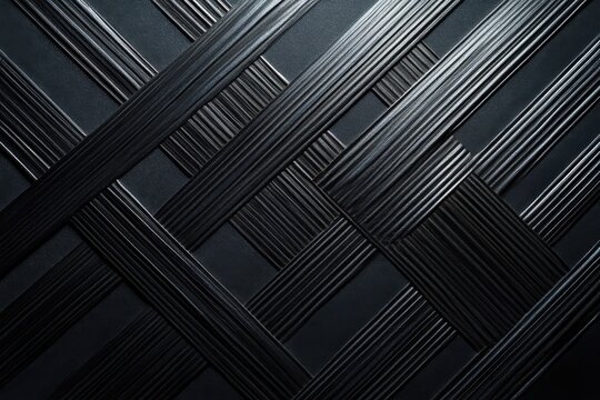 Angled metallic lines forming a woven pattern on a dark flat surface creating a textured design