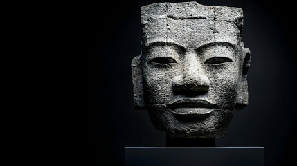 Ancient Stone Face Sculpture Exhibit