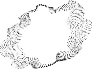 Freeform shape resembling an amoeba formed by dotted lines with curved edges and continuous motion around a central gap.