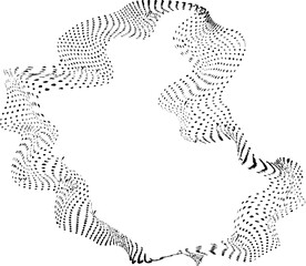 Fototapeta premium Elongated organic shape defined by dotted curves following a smooth line path in a flowing dynamic design.