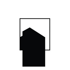 Minimalist Black And White Geometric Abstract Shape Logo Design Element Illustration