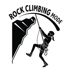 Fototapeta premium Mountain Climber Logo and Silhouette Rappelling Vector – Extreme Adventure Sports Emblem, Rock Climbing Badge Design, Outdoor Expedition Icon Set