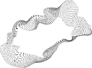Formless shape made from dotted lines arranged in a fluid and uneven circular configuration.