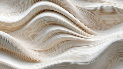 Abstract Geometric Wave Pattern In Beige And White