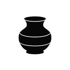 Simple Black Pot Design Minimalist Vase Vector Illustration On White Background
