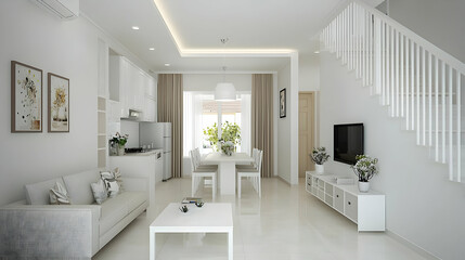 Bright Modern White Living Room Interior Design