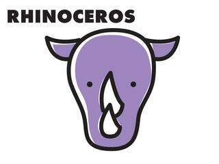 カラフルでポップ　シンプルな動物イラスト　サイ