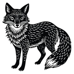 Cute vector illustration of a wild fox and cat sketch, mammal art