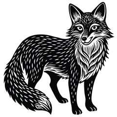 Fototapeta premium Cute vector illustration of a wild fox and cat sketch, mammal art