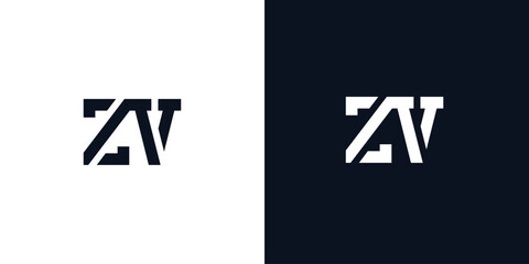 Creative abstract initial letter ZV logo.