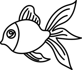 Coloring Page Outline of Cartoon Goldfish. Aquarium Animals. Coloring Book for Kids.