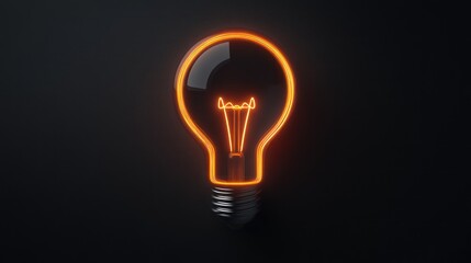 Illuminated Light Bulb A Symbol of Innovation and Creativity in a Dark Setting