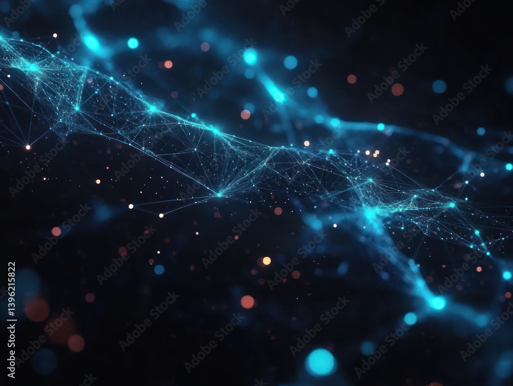Poster futuristic digital network art abstract geometric neon visualization technology plexus wallpaper big