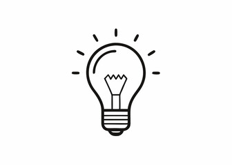 Minimalist Light Bulb Icon Black And White Graphic