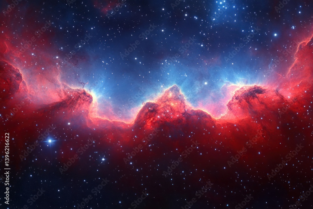 Sticker vibrant cosmic nebula with open star cluster and illuminated edges