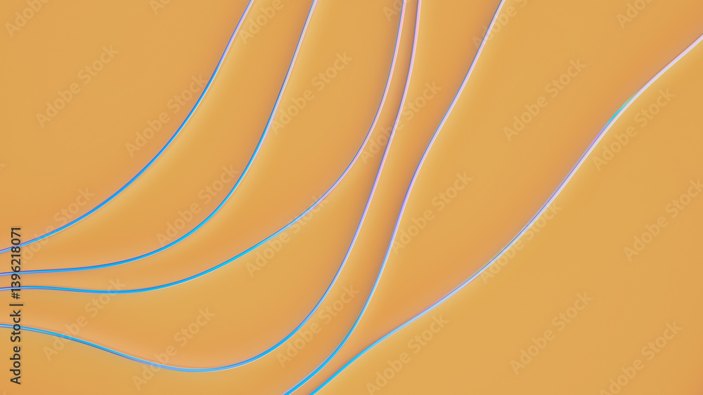 Poster the background is an abstract peach color with futuristic fashion neon wavy lines. 3d rendering illu