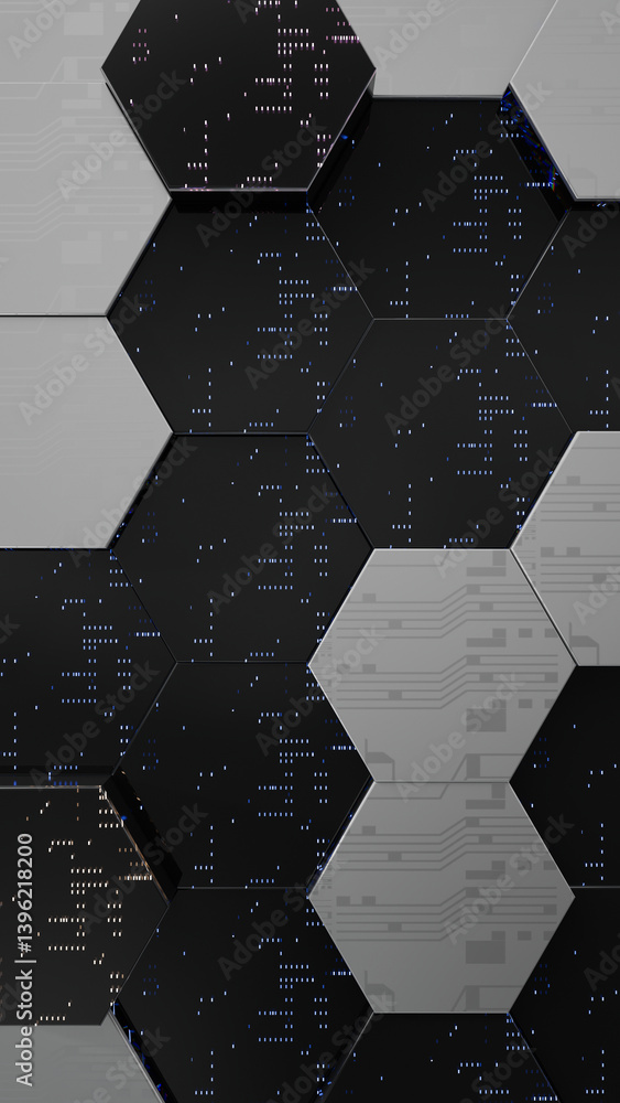 Poster 3d abstract futuristic technology background. abstract concept data center. 3d rendering illustratio
