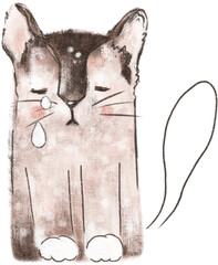 Crying cat oil pastel drawing