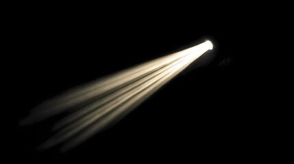A bright, almost ethereal light streaks across a dark background. Light rays shoot out into the distance, creating a dramatic effect.
