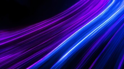 Energetic streaks of light in vibrant hues of violet and blue create a dynamic, futuristic effect against a dark background.