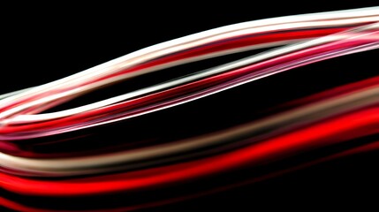 Dynamic strands of color intertwine against the void, a dance of light and shadow in fluid motion, creating an abstract symphony.