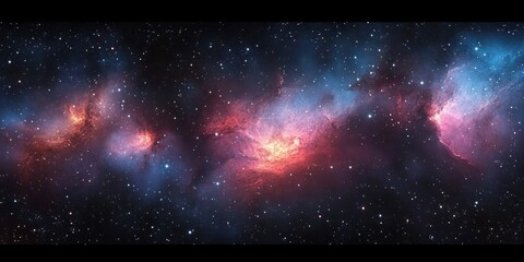 Vibrant Cosmic Nebula Digital Painting Pink Blue Purple Stars