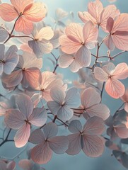 Delicate hydrangea flowers creating a beautiful floral background