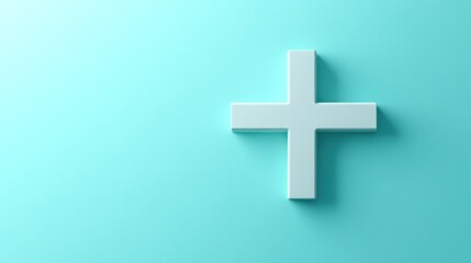Fototapeta premium Minimalist White Cross on a Soft Teal Background Ideal for Religious Spiritual and Design Pu