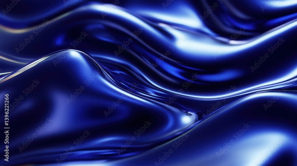 Poster 3d rendering of blue water waves with ripples, showcasing light reflection and refraction effects. c