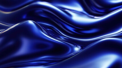 Obraz premium 3D rendering of blue water waves with ripples, showcasing light reflection and refraction effects. Close-up view of flowing liquid creates an abstract, serene background.