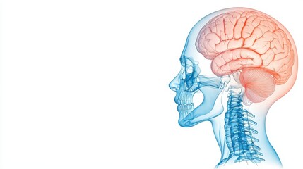 Obraz premium Detailed anatomical representation of the human brain showcasing its complex structure with space for text and labels