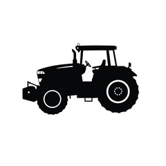 Black Tractor Silhouette Illustration For Agricultural Machinery And Farming Applications