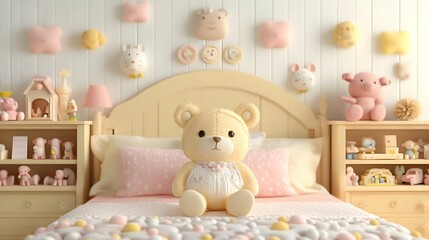 Cozy Interior Design Illustration for Small Children’s Bedroom